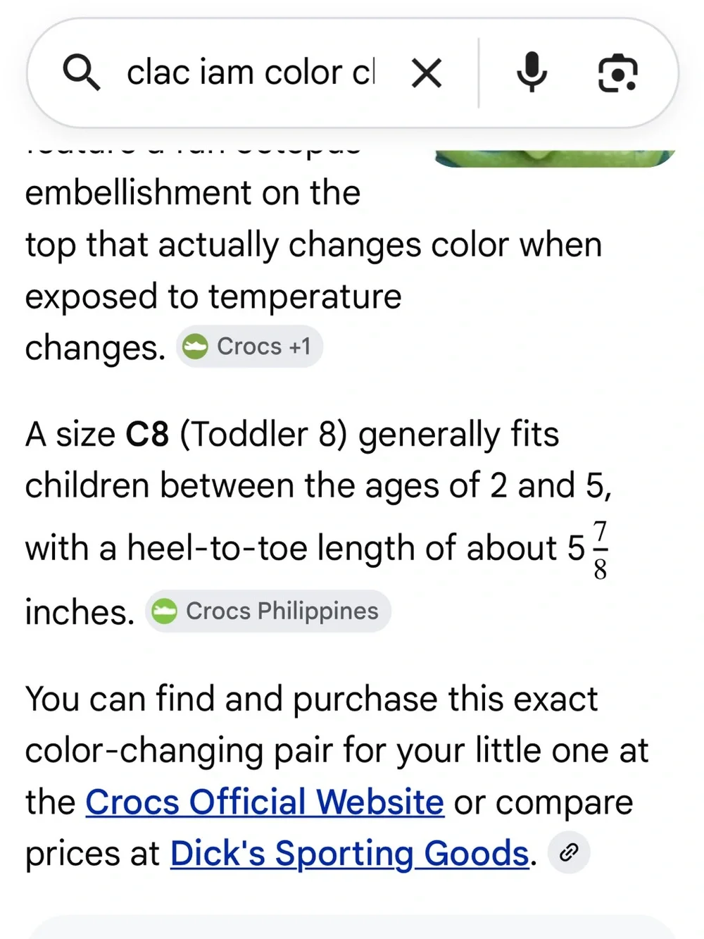 CROCS Toddler Color-Changing Octopus Clog - Teal & Lime Green